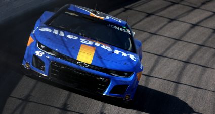 KANSAS CITY, KANSAS - SEPTEMBER 09: Erik Jones, driver of the #43 Allegiant Chevrolet, drives during practice for the NASCAR Cup Series Hollywood Casino 400 at Kansas Speedway on September 09, 2023 in Kansas City, Kansas. (Photo by Jamie Squire/Getty Images) | Getty Images