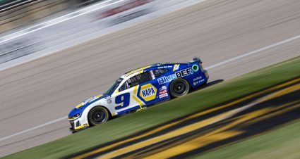 KANSAS CITY, KANSAS - SEPTEMBER 09: Chase Elliott, driver of the #9 NAPA Auto Parts Chevrolet, drives during qualifying for the NASCAR Cup Series Hollywood Casino 400 at Kansas Speedway on September 09, 2023 in Kansas City, Kansas. (Photo by Sean Gardner/Getty Images) | Getty Images