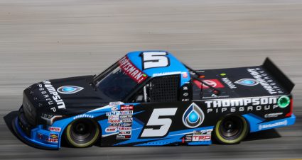 BRISTOL, TENNESSEE - SEPTEMBER 14: Dean Thompson, driver of the #5 Thompson Pipe Group Toyota, drives during qualifying for the NASCAR Craftsman Truck Series UNOH 200 presented by Ohio Logistics at Bristol Motor Speedway on September 14, 2023 in Bristol, Tennessee. (Photo by Meg Oliphant/Getty Images) | Getty Images