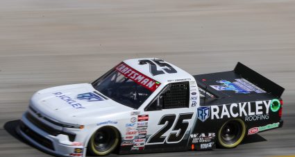 BRISTOL, TENNESSEE - SEPTEMBER 14: Matt DiBenedetto, driver of the #25 Rackley Roofing/WAR Shocks Chevrolet, drives during qualifying for the NASCAR Craftsman Truck Series UNOH 200 presented by Ohio Logistics at Bristol Motor Speedway on September 14, 2023 in Bristol, Tennessee. (Photo by Meg Oliphant/Getty Images) | Getty Images