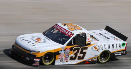 BRISTOL, TENNESSEE - SEPTEMBER 14: Jake Garcia, driver of the #35 Quanta Services Chevrolet, drives during qualifying for the NASCAR Craftsman Truck Series UNOH 200 presented by Ohio Logistics at Bristol Motor Speedway on September 14, 2023 in Bristol, Tennessee. (Photo by Meg Oliphant/Getty Images) | Getty Images