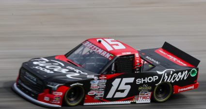 BRISTOL, TENNESSEE - SEPTEMBER 14: Tanner Gray, driver of the #15 ShopTRICON.com Toyota, drives during qualifying for the NASCAR Craftsman Truck Series UNOH 200 presented by Ohio Logistics at Bristol Motor Speedway on September 14, 2023 in Bristol, Tennessee. (Photo by Meg Oliphant/Getty Images) | Getty Images