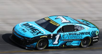 BRISTOL, TENNESSEE - SEPTEMBER 15: Ross Chastain, driver of the #1 Worldwide Express Chevrolet, drives during practice for the NASCAR Cup Series Bass Pro Shops Night Race at Bristol Motor Speedway on September 15, 2023 in Bristol, Tennessee. (Photo by Meg Oliphant/Getty Images) | Getty Images