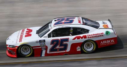 BRISTOL, TENNESSEE - SEPTEMBER 15: Brett Moffitt, driver of the #25 AM Technical Solutions Ford, drives during qualifying for the NASCAR Xfinity Series Food City 300 at Bristol Motor Speedway on September 15, 2023 in Bristol, Tennessee. (Photo by Meg Oliphant/Getty Images) | Getty Images
