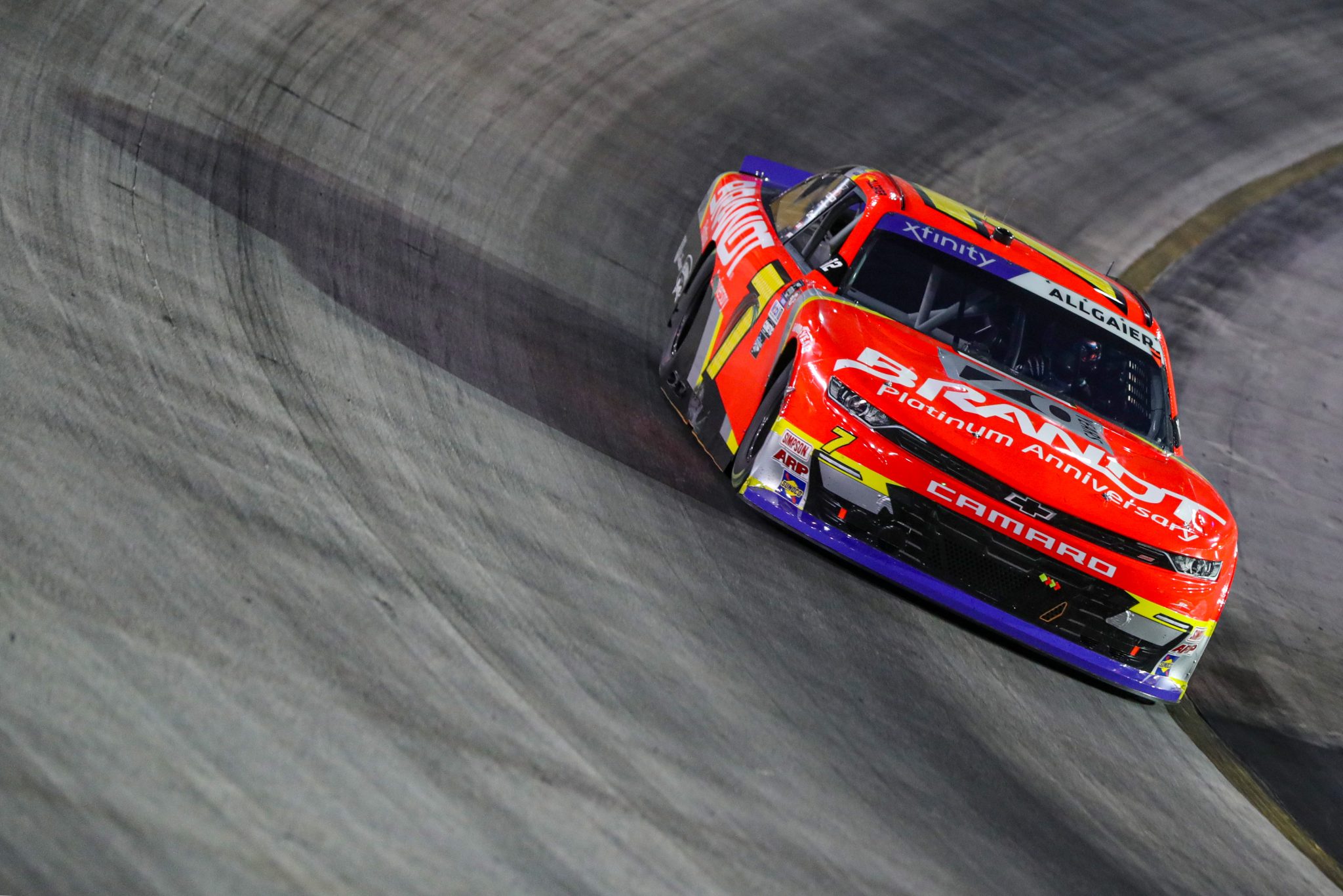 BRISTOL, TENNESSEE - SEPTEMBER 15: Justin Allgaier, driver of the #7 BRANDT Chevrolet, drives during the NASCAR Xfinity Series Food City 300 at Bristol Motor Speedway on September 15, 2023 in Bristol, Tennessee. (Photo by Meg Oliphant/Getty Images) | Getty Images