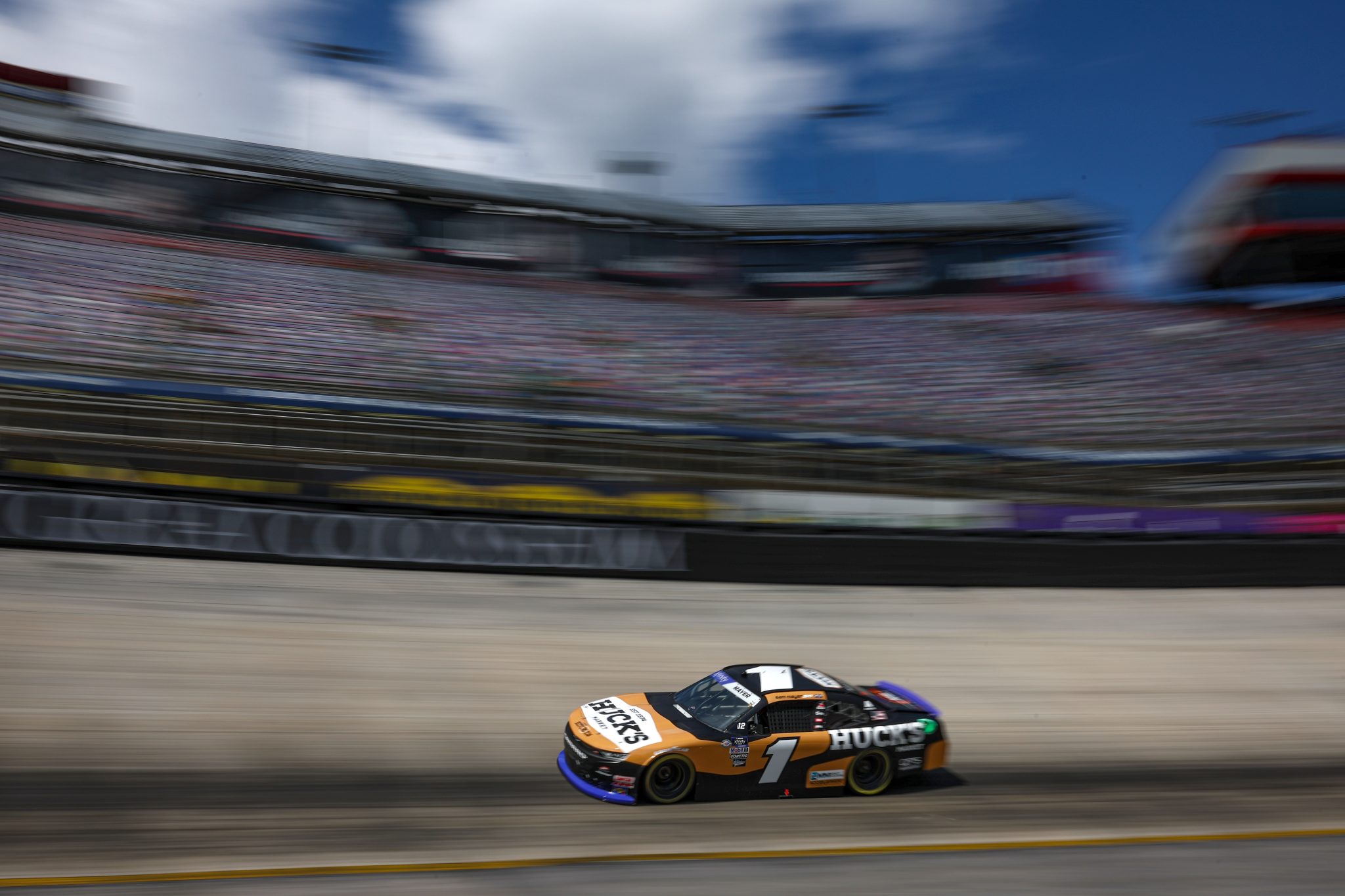 BRISTOL, TENNESSEE - SEPTEMBER 15: Sam Mayer, driver of the #1 Huck's Market Chevrolet, drives during qualifying for the NASCAR Xfinity Series Food City 300 at Bristol Motor Speedway on September 15, 2023 in Bristol, Tennessee. (Photo by Jared C. Tilton/Getty Images) | Getty Images