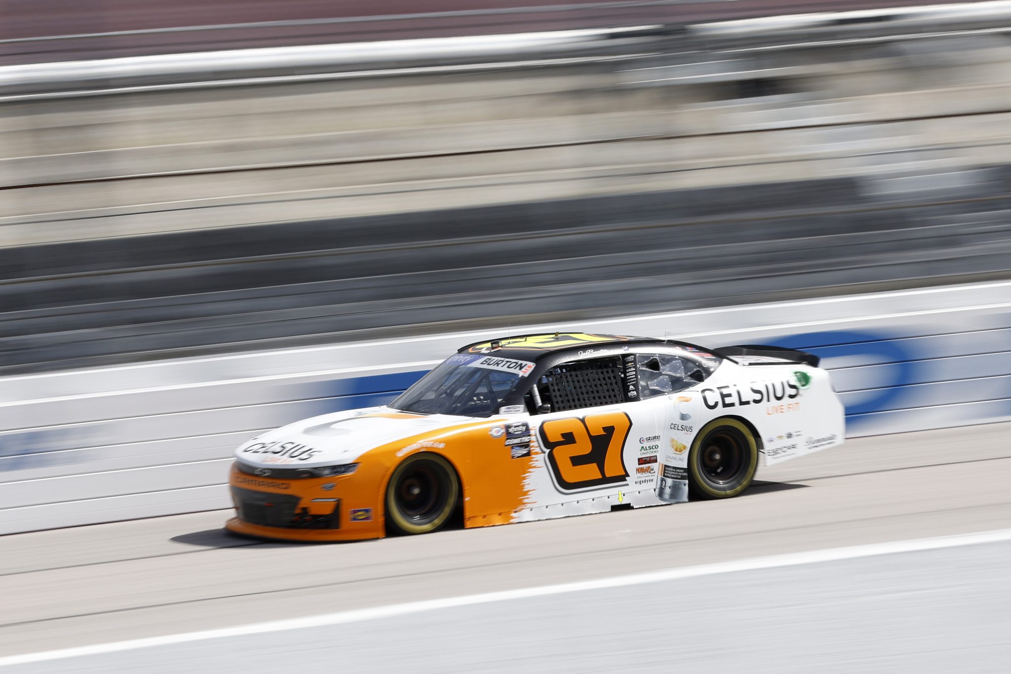 DARLINGTON, SOUTH CAROLINA - SEPTEMBER 02: Jeb Burton, driver of the #27 Celsius Chevrolet, drives during practice for the NASCAR Xfinity Series Sport Clips Haircuts VFW Help A Hero 200 at Darlington Raceway on September 02, 2023 in Darlington, South Carolina. (Photo by James Gilbert/Getty Images) | Getty Images