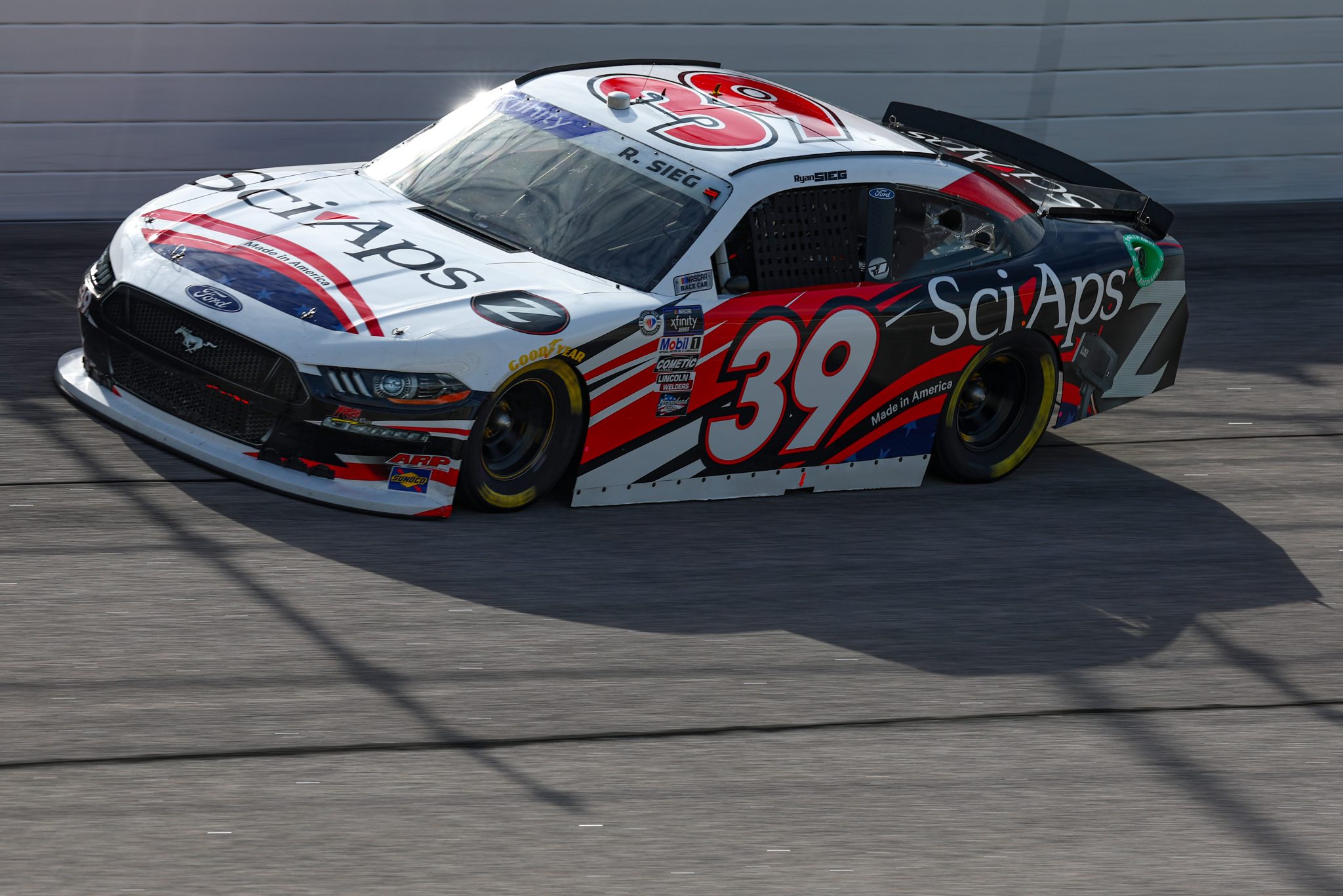 DARLINGTON, SOUTH CAROLINA - SEPTEMBER 02: Ryan Sieg, driver of the #39 Sci Aps Ford, drives during practice for the NASCAR Xfinity Series Sport Clips Haircuts VFW Help A Hero 200 at Darlington Raceway on September 02, 2023 in Darlington, South Carolina. (Photo by Jared C. Tilton/Getty Images) | Getty Images
