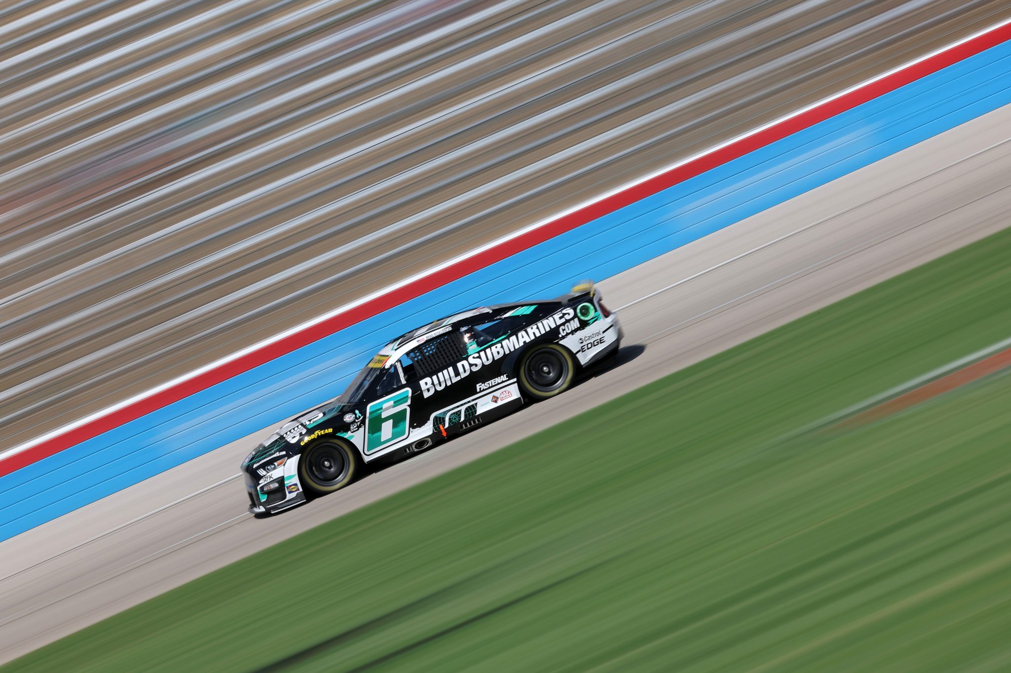 FORT WORTH, TEXAS - SEPTEMBER 22: Brad Keselowski, driver of the #6 BuildSubmarines.com Ford, drives during practice for the NASCAR Cup Series Autotrader EchoPark Automotive 400 at Texas Motor Speedway on September 22, 2023 in Fort Worth, Texas. (Photo by Jonathan Bachman/Getty Images) | Getty Images