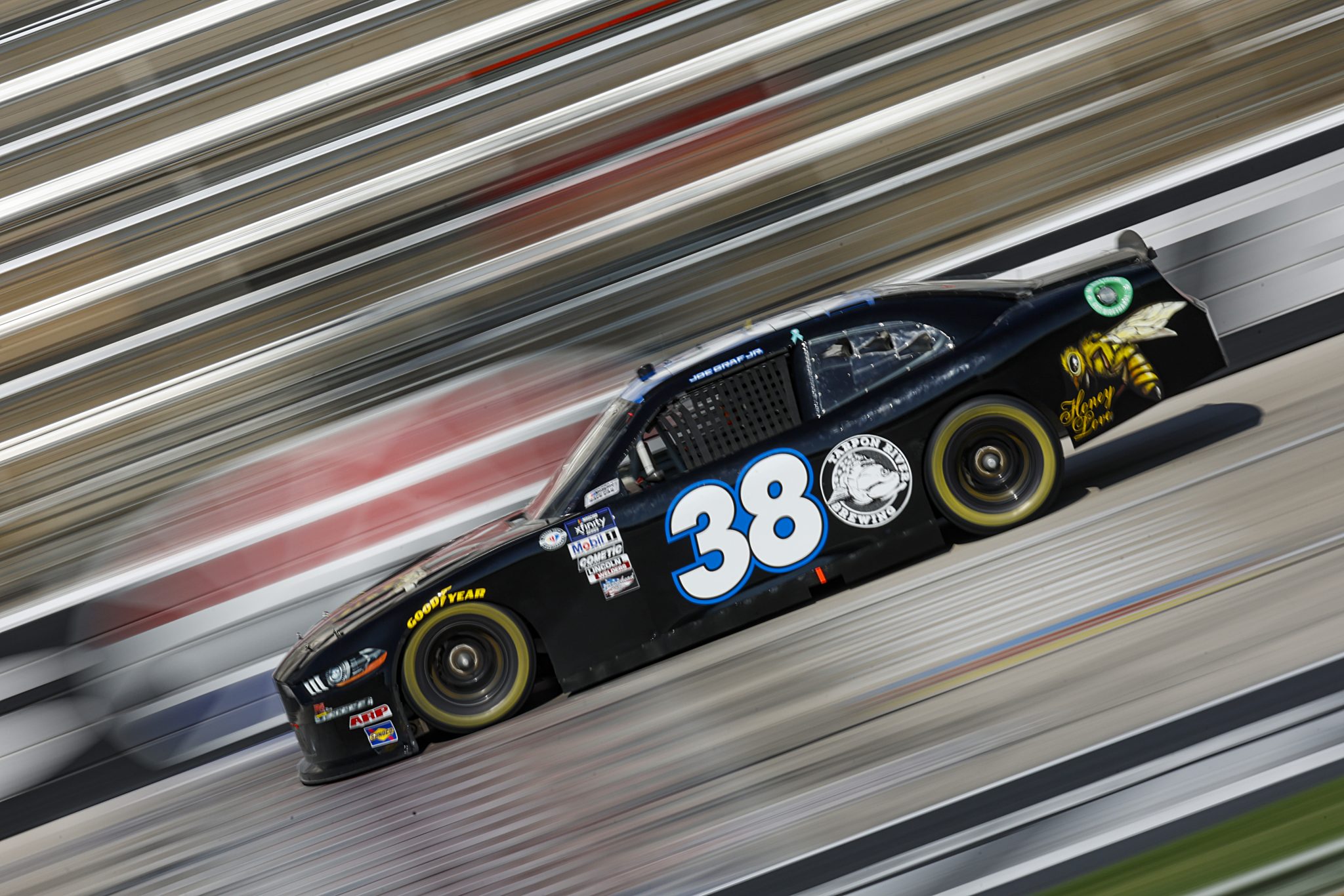 FORT WORTH, TEXAS - SEPTEMBER 22: Joe Graf Jr., driver of the #38 Tarpon River Brewing/Honey Love Ford, drives during practice for the NASCAR Xfinity Series Andy's Frozen Custard 300 - Practice at Texas Motor Speedway on September 22, 2023 in Fort Worth, Texas. (Photo by Sean Gardner/Getty Images) | Getty Images