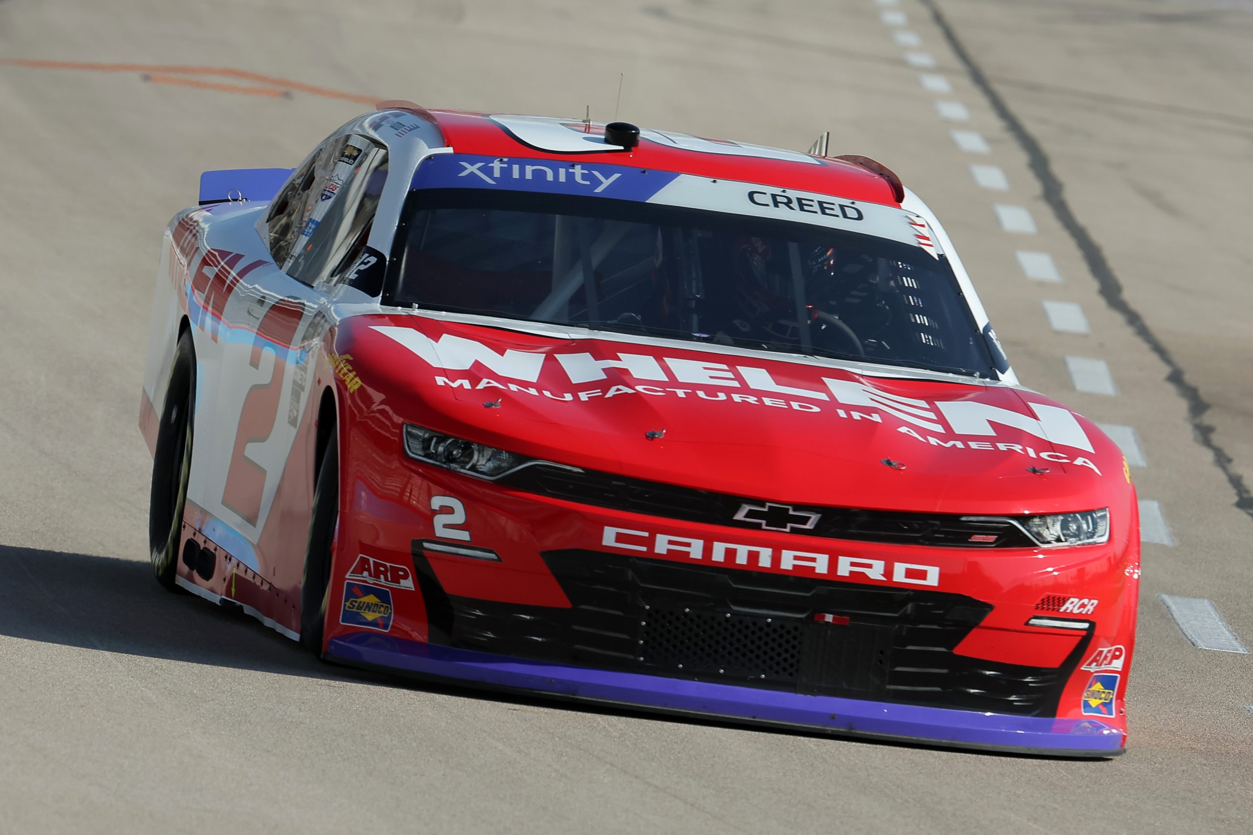 FORT WORTH, TEXAS - SEPTEMBER 23: Sheldon Creed, driver of the #2 Whelen Chevrolet, drives during practice for the NASCAR Xfinity Series Andy's Frozen Custard 300 - Practice at Texas Motor Speedway on September 23, 2023 in Fort Worth, Texas. (Photo by Jonathan Bachman/Getty Images) | Getty Images