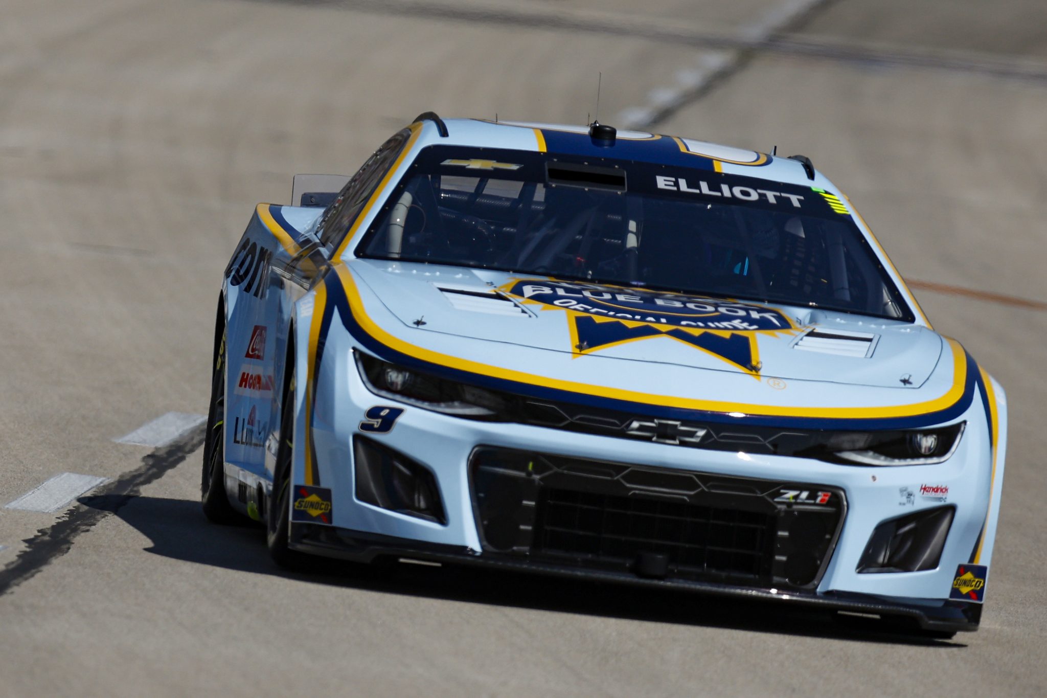 FORT WORTH, TEXAS - SEPTEMBER 23: Chase Elliott, driver of the #9 Kelley Blue Book Chevrolet, drives during practice for the NASCAR Cup Series Autotrader EchoPark Automotive 400 at Texas Motor Speedway on September 23, 2023 in Fort Worth, Texas. (Photo by Sean Gardner/Getty Images) | Getty Images