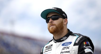DARLINGTON, SOUTH CAROLINA - SEPTEMBER 02: Chris Buescher, driver of the #17 BuildSubmarines.com Ford, walks the grid during practice for the NASCAR Cup Series Cook Out Southern 500 at Darlington Raceway on September 02, 2023 in Darlington, South Carolina. (Photo by James Gilbert/Getty Images) | Getty Images