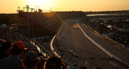 DARLINGTON, SOUTH CAROLINA - SEPTEMBER 03: A general view of racing as the sun sets during the NASCAR Cup Series Cook Out Southern 500 at Darlington Raceway on September 03, 2023 in Darlington, South Carolina. (Photo by Jared C. Tilton/Getty Images) | Getty Images