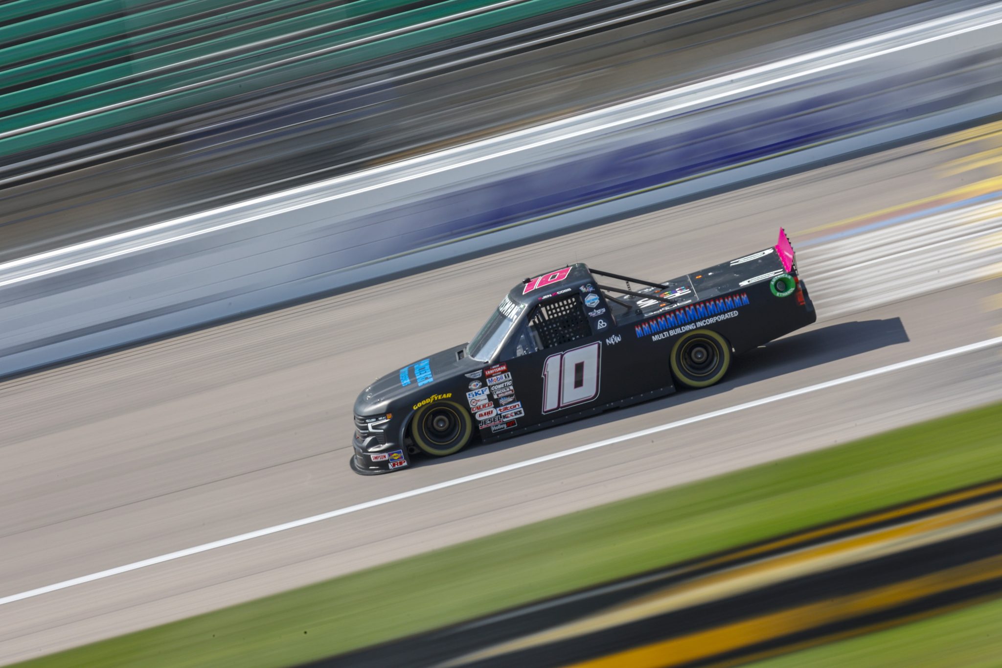 KANSAS CITY, KANSAS - SEPTEMBER 08: Jennifer Jo Cobb, driver of the #10 Concierge Motorsports Chevrolet, drives during practice for the NASCAR Craftsman Truck Series Kansas Lottery 200 at Kansas Speedway on September 08, 2023 in Kansas City, Kansas. (Photo by Sean Gardner/Getty Images) | Getty Images
