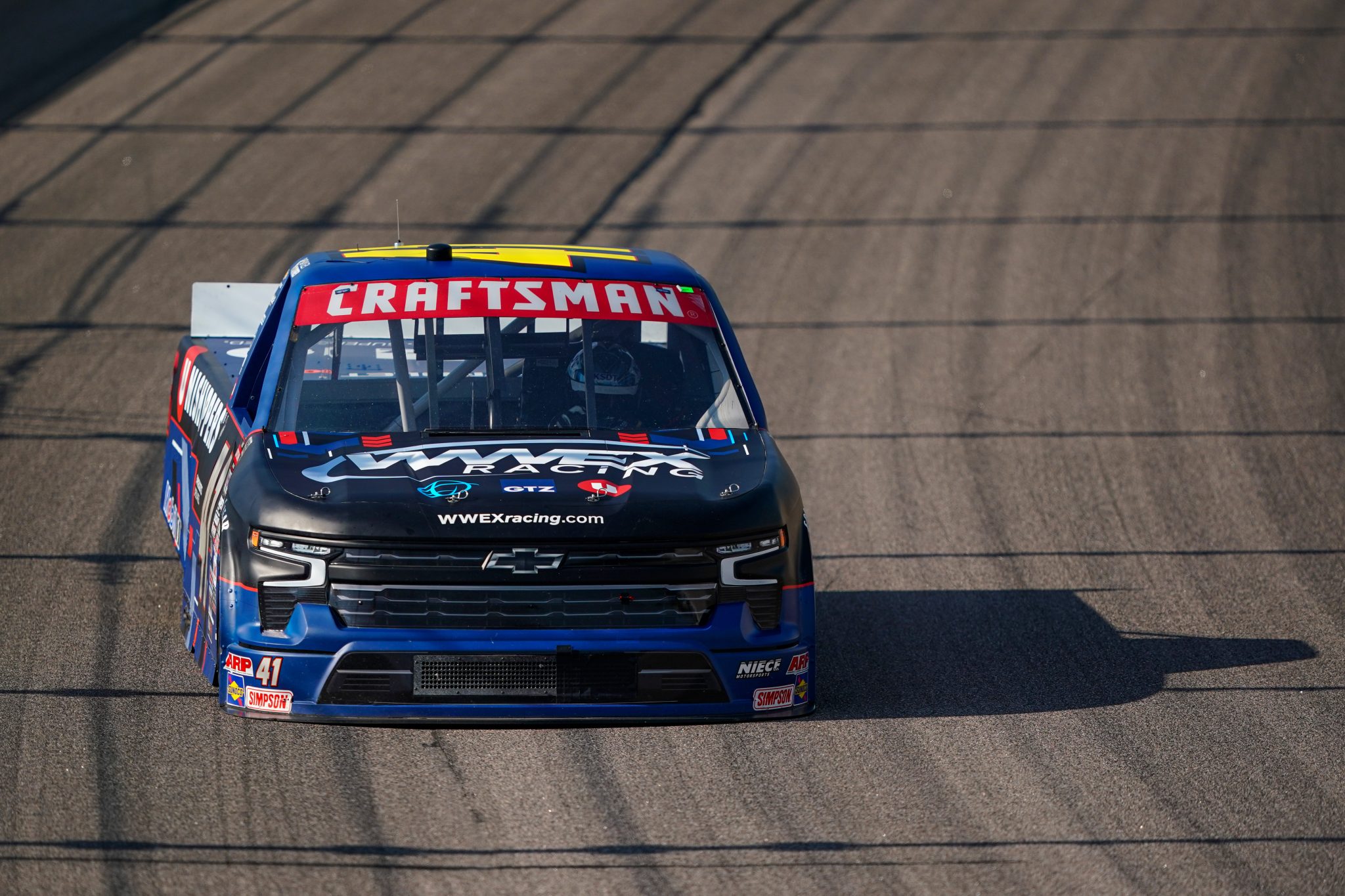 KANSAS CITY, KANSAS - SEPTEMBER 08: Bayley Currey, driver of the #41 Unishippers Chevrolet, drives during practice for the NASCAR Craftsman Truck Series Kansas Lottery 200 at Kansas Speedway on September 08, 2023 in Kansas City, Kansas. (Photo by Kyle Rivas/Getty Images) | Getty Images