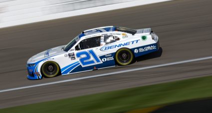 KANSAS CITY, KANSAS - SEPTEMBER 09: Austin Hill, driver of the #21 Bennett Transportation Chevrolet, drives during practice for the NASCAR Xfinity Series Kansas Lottery 300 at Kansas Speedway on September 09, 2023 in Kansas City, Kansas. (Photo by Sean Gardner/Getty Images) | Getty Images