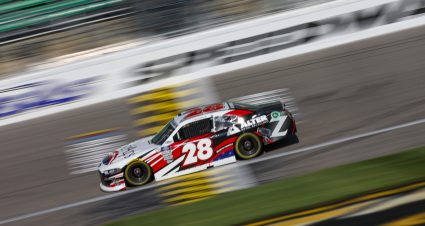 KANSAS CITY, KANSAS - SEPTEMBER 09: CJ McLaughlin, driver of the #28 Sci Aps Ford, drives during practice for the NASCAR Xfinity Series Kansas Lottery 300 at Kansas Speedway on September 09, 2023 in Kansas City, Kansas. (Photo by Sean Gardner/Getty Images) | Getty Images