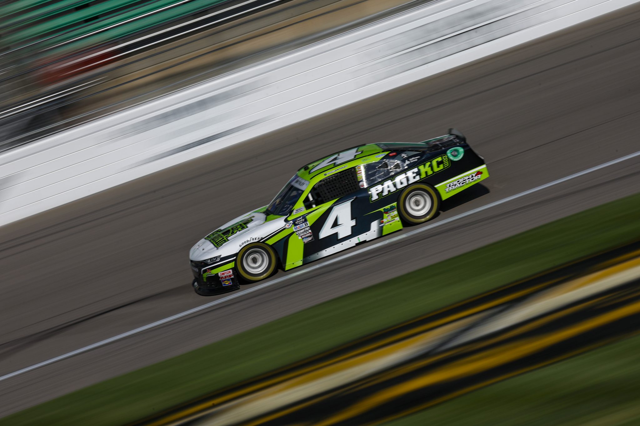 KANSAS CITY, KANSAS - SEPTEMBER 09: Garrett Smithley, driver of the #4 Page Construction Chevrolet, drives during practice for the NASCAR Xfinity Series Kansas Lottery 300 at Kansas Speedway on September 09, 2023 in Kansas City, Kansas. (Photo by Sean Gardner/Getty Images) | Getty Images