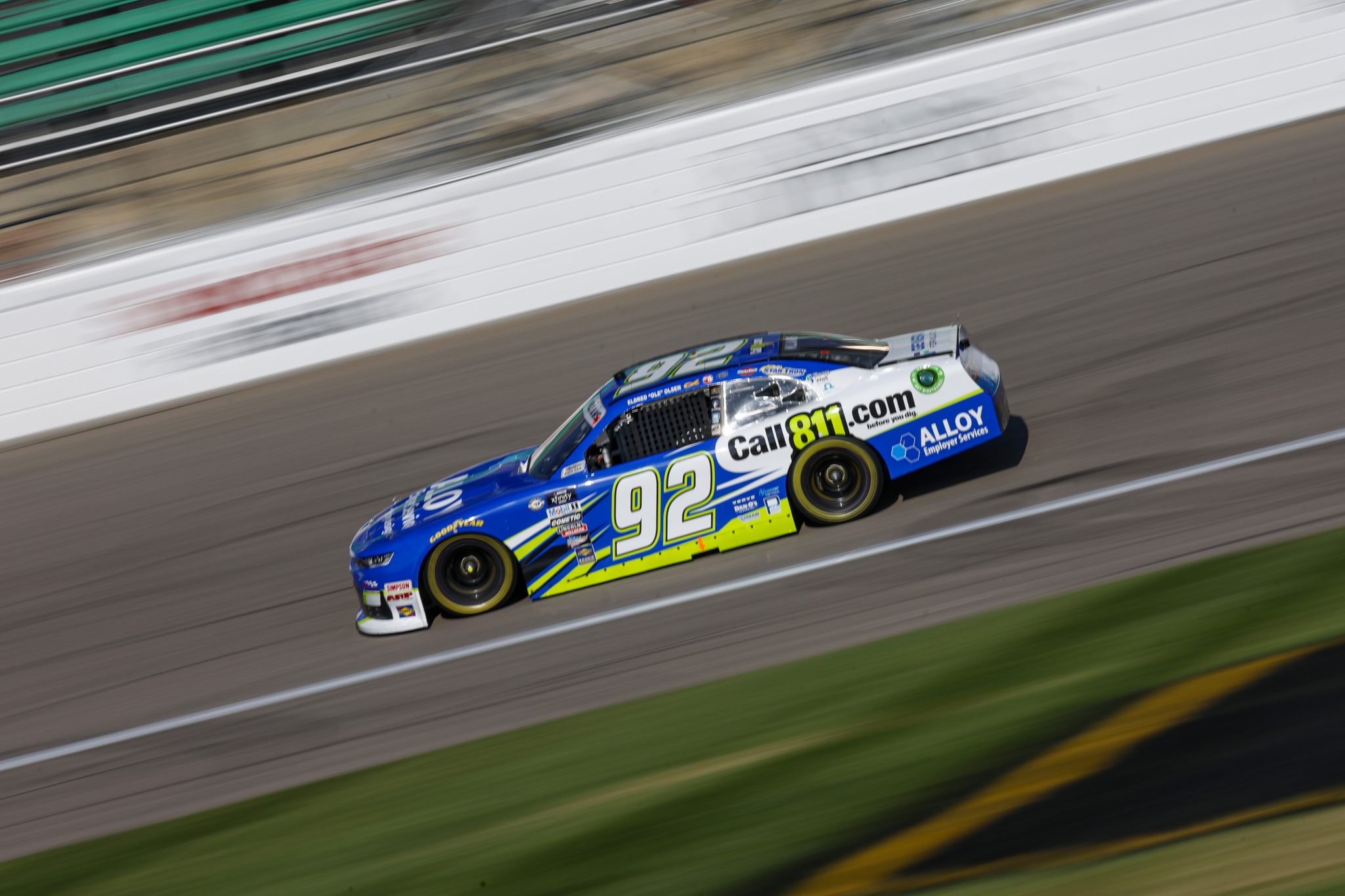 KANSAS CITY, KANSAS - SEPTEMBER 09: Josh Williams, driver of the #92 Call811.com/Alloy Employer Chevrolet, drives during practice for the NASCAR Xfinity Series Kansas Lottery 300 at Kansas Speedway on September 09, 2023 in Kansas City, Kansas. (Photo by Sean Gardner/Getty Images) | Getty Images