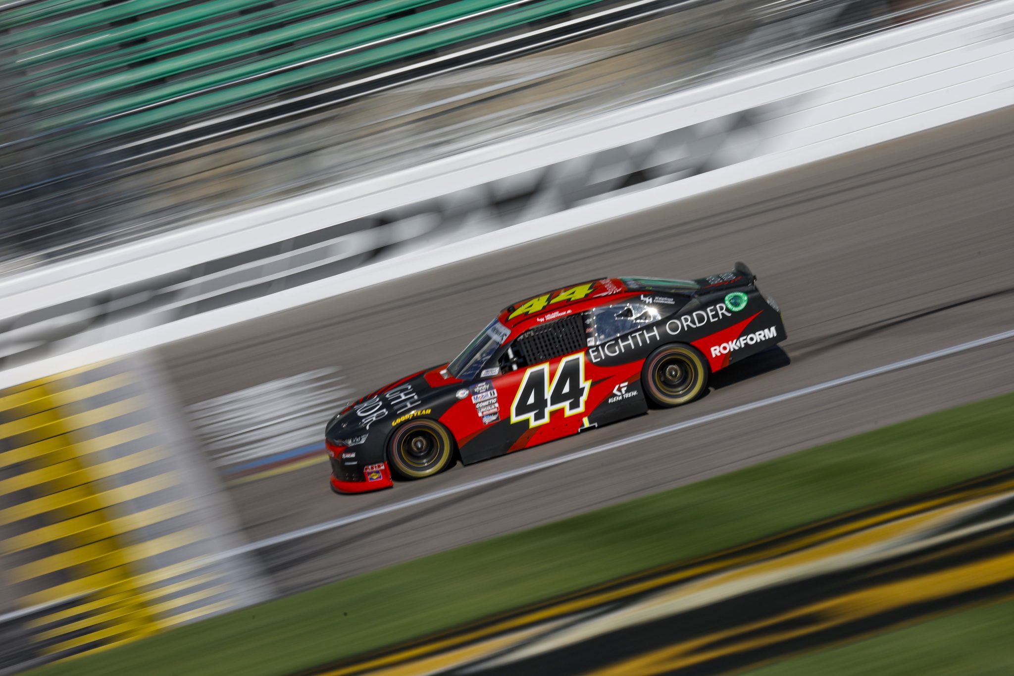 KANSAS CITY, KANSAS - SEPTEMBER 09: Leland Honeyman, driver of the #44 Eighth Order Chevrolet, drives during practice for the NASCAR Xfinity Series Kansas Lottery 300 at Kansas Speedway on September 09, 2023 in Kansas City, Kansas. (Photo by Sean Gardner/Getty Images) | Getty Images