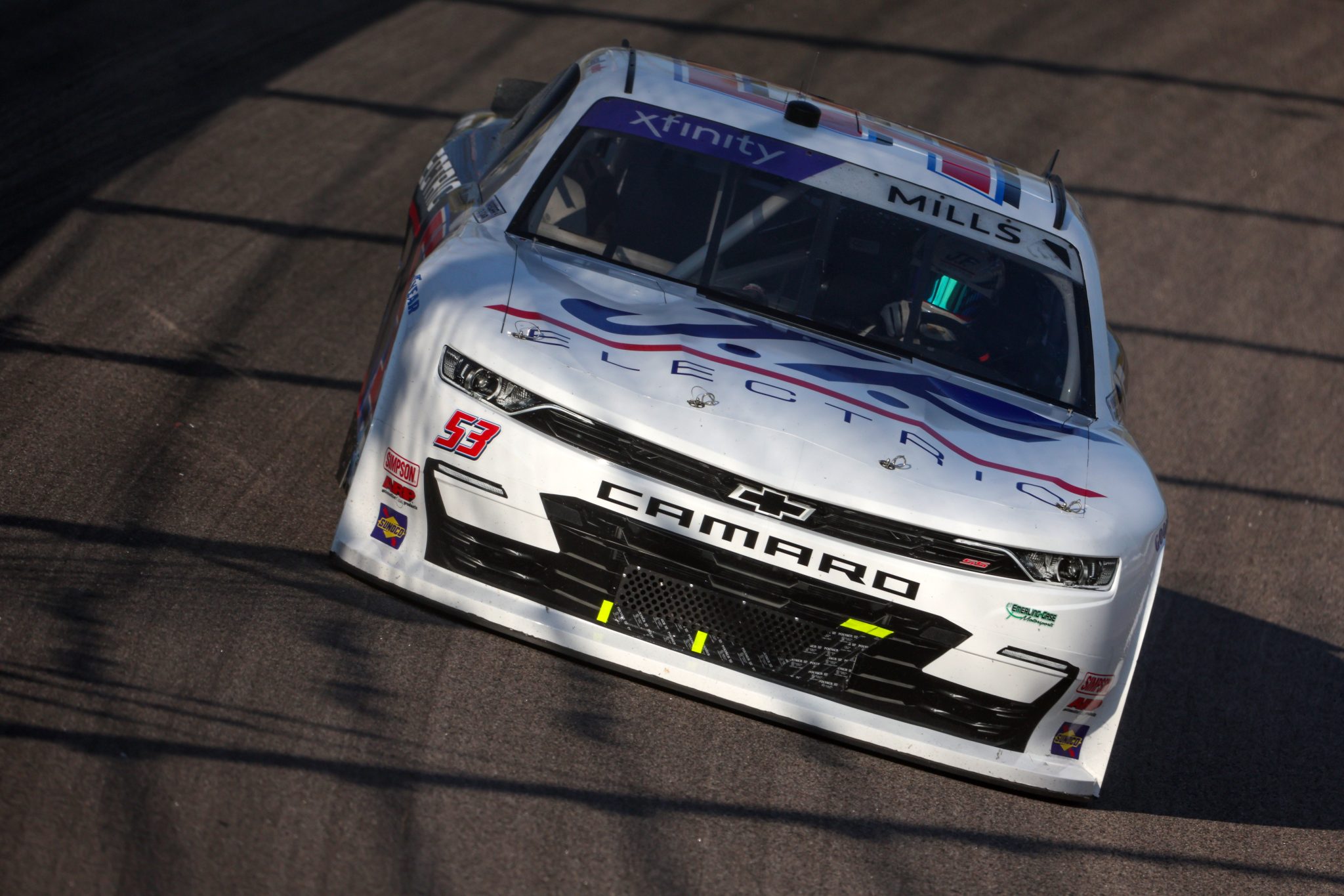 KANSAS CITY, KANSAS - SEPTEMBER 09: Matt Mills, driver of the #53 J.F. Electric Chevrolet, drives during qualifying for the NASCAR Xfinity Series Kansas Lottery 300 at Kansas Speedway on September 09, 2023 in Kansas City, Kansas. (Photo by Jamie Squire/Getty Images) | Getty Images