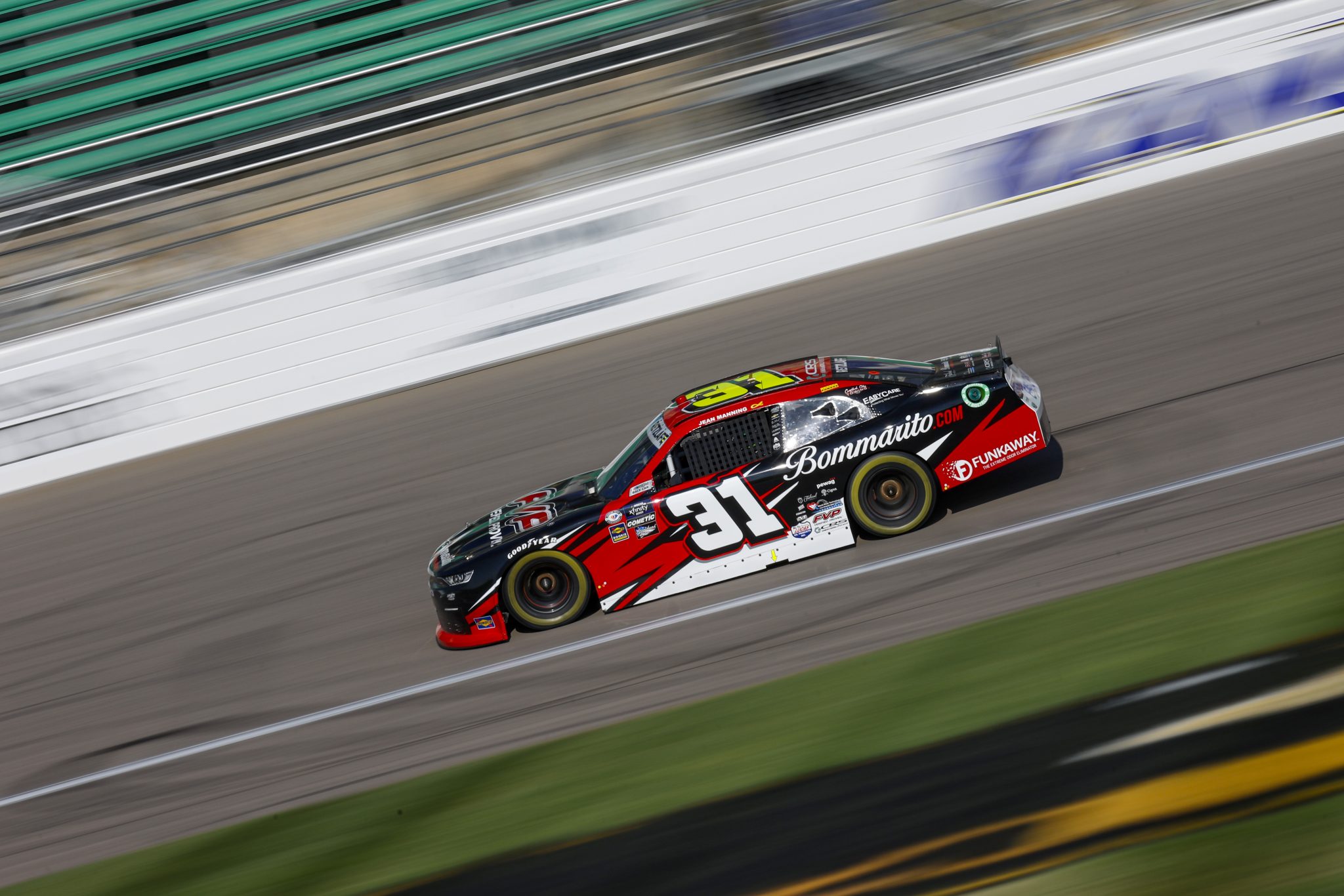 KANSAS CITY, KANSAS - SEPTEMBER 09: Parker Retzlaff, driver of the #31 Bommarito.com/FVP Chevrolet, drives during practice for the NASCAR Xfinity Series Kansas Lottery 300 at Kansas Speedway on September 09, 2023 in Kansas City, Kansas. (Photo by Sean Gardner/Getty Images) | Getty Images
