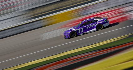LAS VEGAS, NEVADA - OCTOBER 19: Denny Hamlin, driver of the #11 Yahoo! Toyota, drives during practice for the NASCAR Cup Series South Point 400 at Las Vegas Motor Speedway on October 19, 2024 in Las Vegas, Nevada. (Photo by Sean Gardner/Getty Images) | Getty Images