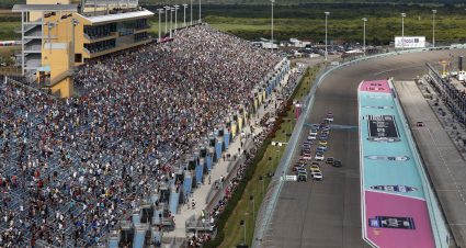 HOMESTEAD, FLORIDA - OCTOBER 22: A general view of racing during the NASCAR Cup Series 4EVER 400 Presented by Mobil 1 at Homestead-Miami Speedway on October 22, 2023 in Homestead, Florida. (Photo by Sean Gardner/Getty Images) | Getty Images