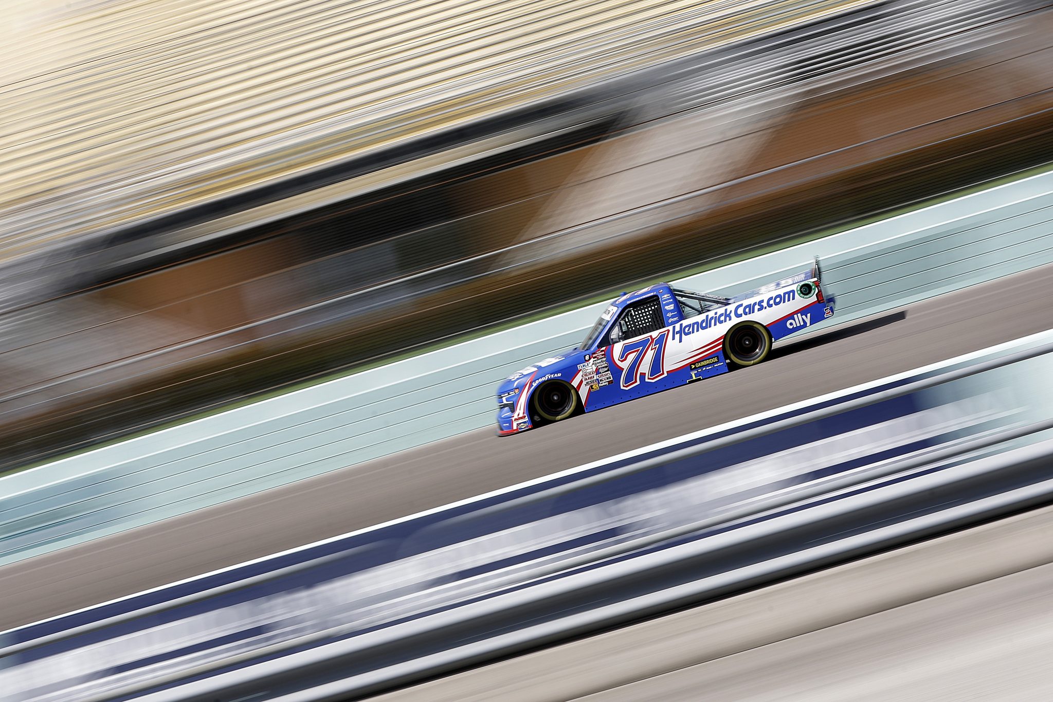 HOMESTEAD, FLORIDA - OCTOBER 25: Rajah Caruth, driver of the #71 HendrickCars.com Chevrolet, drives during practice for the NASCAR Craftsman Truck Series Baptist Health 200 at Homestead-Miami Speedway on October 25, 2024 in Homestead, Florida. (Photo by Sean Gardner/Getty Images) | Getty Images