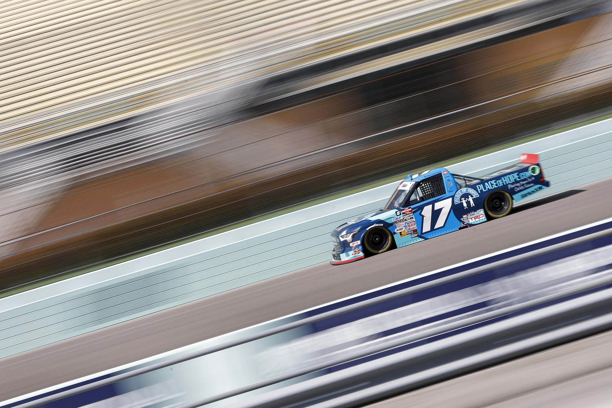 HOMESTEAD, FLORIDA - OCTOBER 25: Taylor Gray, driver of the #17 Place of Hope Toyota, drives during practice for the NASCAR Craftsman Truck Series Baptist Health 200 at Homestead-Miami Speedway on October 25, 2024 in Homestead, Florida. (Photo by Sean Gardner/Getty Images) | Getty Images