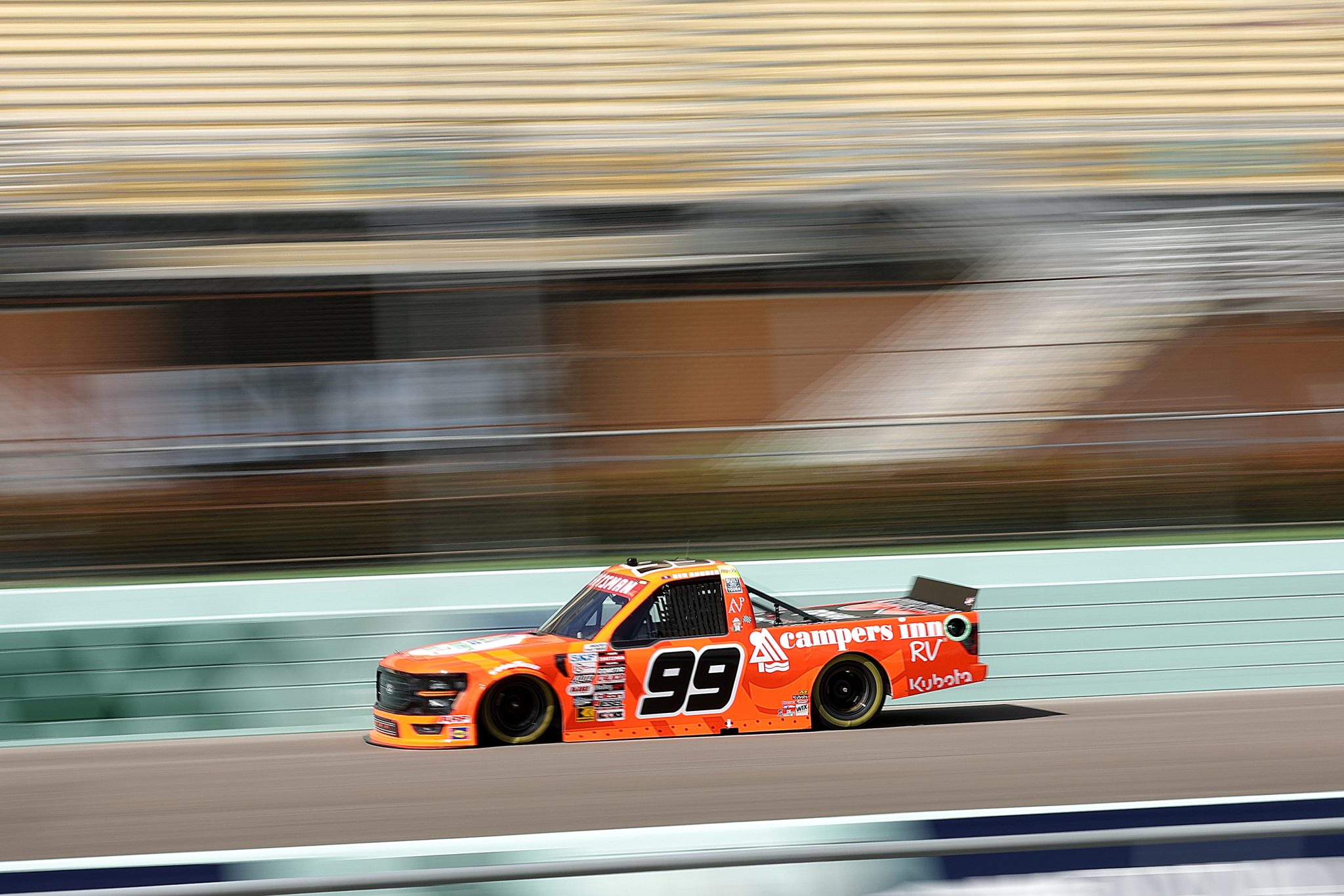 HOMESTEAD, FLORIDA - OCTOBER 25: Ben Rhodes, driver of the #99 Campers Inn RV Ford, drives during qualifying for the NASCAR Craftsman Truck Series Baptist Health 200 at Homestead-Miami Speedway on October 25, 2024 in Homestead, Florida. (Photo by James Gilbert/Getty Images) | Getty Images