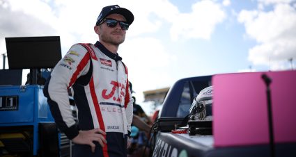 HOMESTEAD, FLORIDA - OCTOBER 25: Matt Mills, driver of the #42 Utilitra/J.F. Electric Chevrolet, looks on during qualifying for the NASCAR Craftsman Truck Series Baptist Health 200 at Homestead-Miami Speedway on October 25, 2024 in Homestead, Florida. (Photo by James Gilbert/Getty Images) | Getty Images
