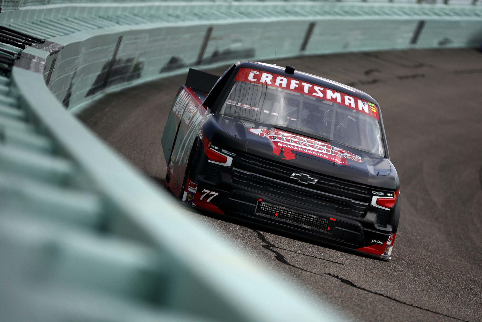 HOMESTEAD, FLORIDA - OCTOBER 26: Chase Purdy, driver of the #77 Bama Buggies Chevrolet, drives during the NASCAR Craftsman Truck Series Baptist Health 200 at Homestead-Miami Speedway on October 26, 2024 in Homestead, Florida. (Photo by Sean Gardner/Getty Images) | Getty Images