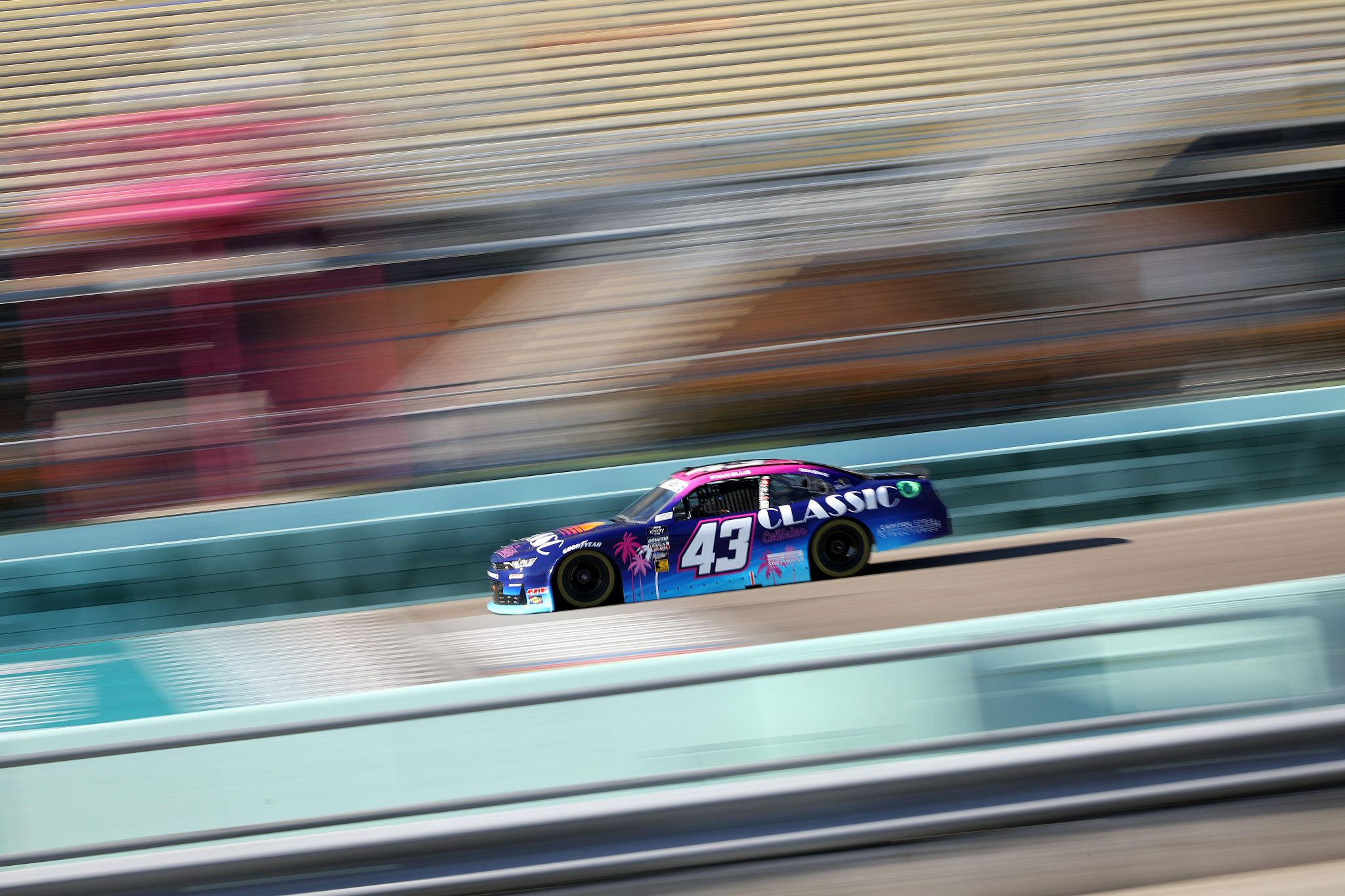 HOMESTEAD, FLORIDA - OCTOBER 25: Ryan Ellis, driver of the #43 Classic Collision Chevrolet, drives during practice for the NASCAR Xfinity Series Credit One NASCAR Amex Credit 300 at Homestead-Miami Speedway on October 25, 2024 in Homestead, Florida. (Photo by James Gilbert/Getty Images) | Getty Images