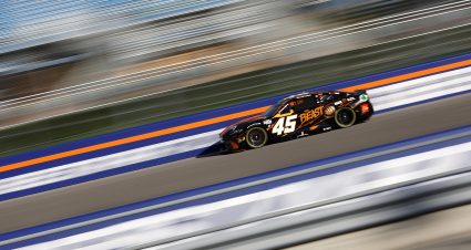 Tyler Reddick’s 2024 #45 The Beast Killer Sunrise Toyota paint scheme.