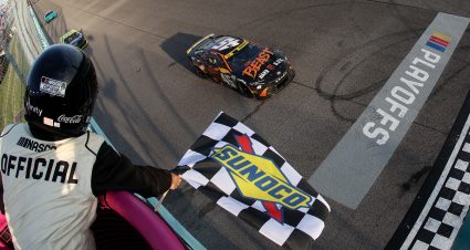 HOMESTEAD, FLORIDA - OCTOBER 27: Tyler Reddick, driver of the #45 The Beast Killer Sunrise Toyota, takes the checkered flag to win the NASCAR Cup Series Straight Talk Wireless 400 at Homestead-Miami Speedway on October 27, 2024 in Homestead, Florida. (Photo by James Gilbert/Getty Images) | Getty Images