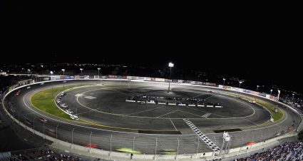 IRWINDALE, CA - APRIL 11:  A general view of race action during the King Taco Catering/NAPA Auto Parts 150 at Irwindale Speedway on April 11, 2015 in Irwindale, California.  (Photo by Todd Warshaw/NASCAR via Getty Images)