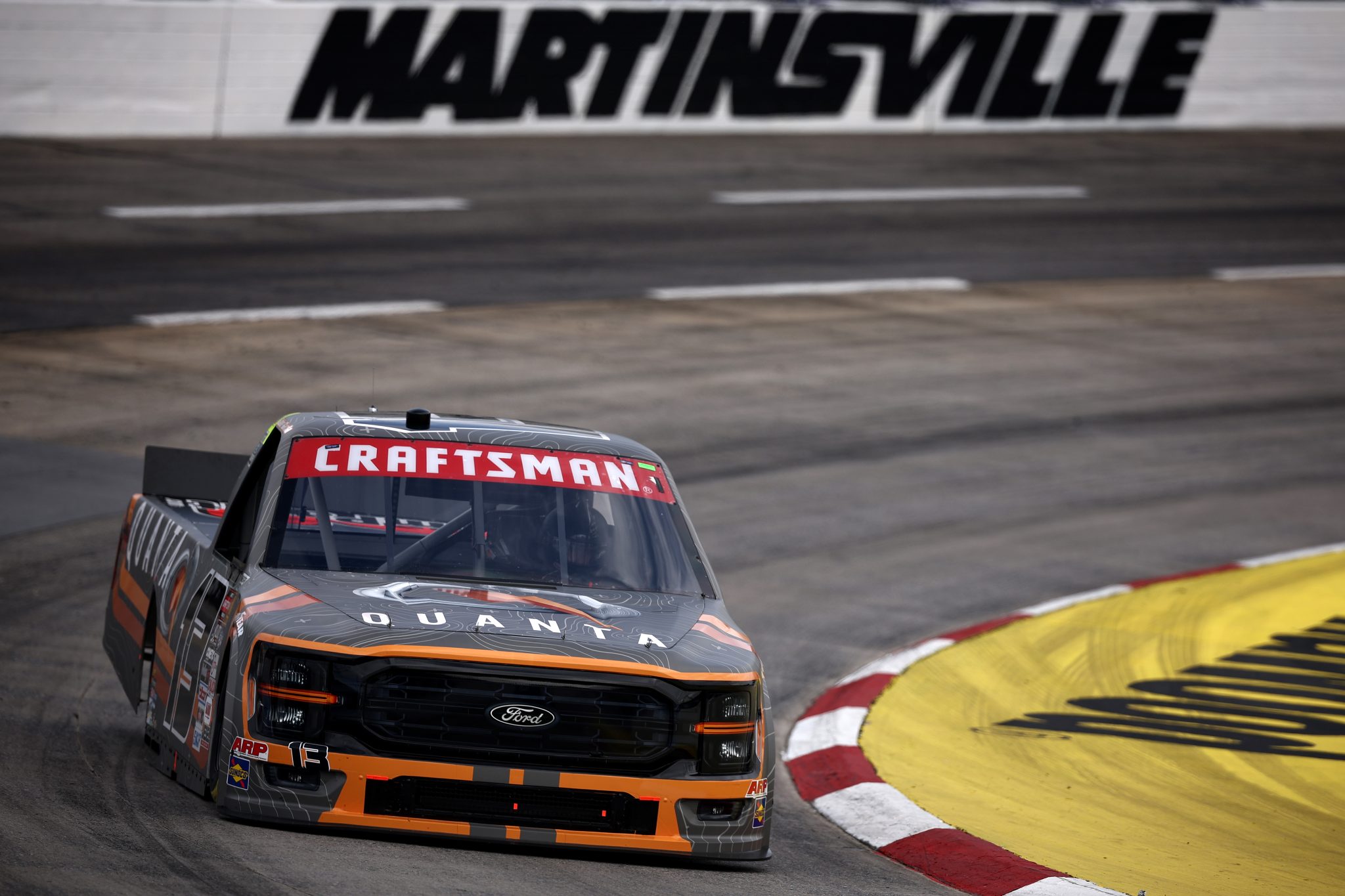 MARTINSVILLE, VIRGINIA - NOVEMBER 01: Jake Garcia, driver of the #13 Quanta Services Ford, drives during practice for the NASCAR Craftsman Truck Series Zip Buy Now, Pay Later 200 at Martinsville Speedway on November 01, 2024 in Martinsville, Virginia. (Photo by Jared C. Tilton/Getty Images) | Getty Images