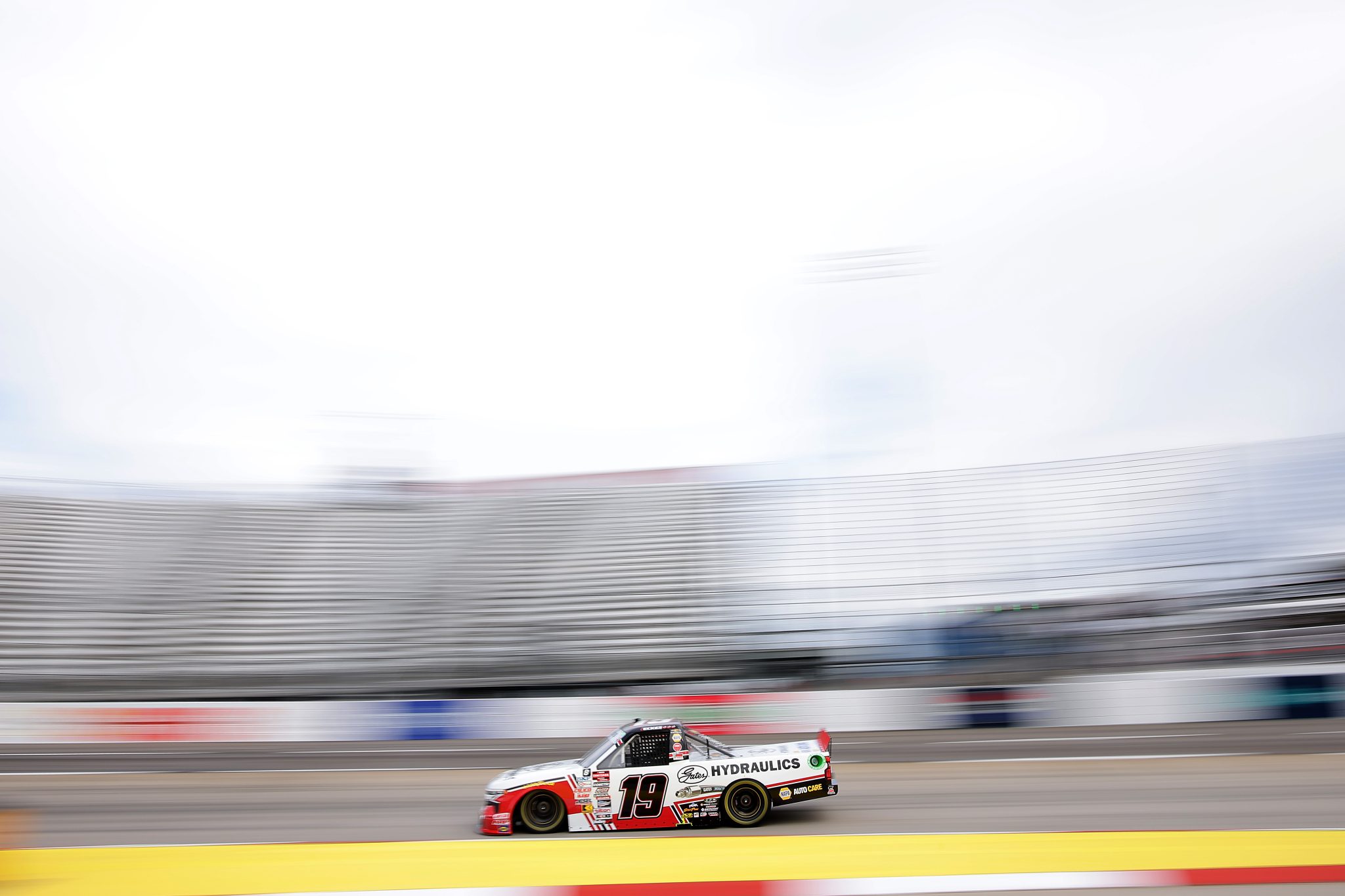 MARTINSVILLE, VIRGINIA - NOVEMBER 01: Christian Eckes, driver of the #19 Gates Hydraulics Chevrolet, drives during practice for the NASCAR Craftsman Truck Series Zip Buy Now, Pay Later 200 at Martinsville Speedway on November 01, 2024 in Martinsville, Virginia. (Photo by Jonathan Bachman/Getty Images) | Getty Images