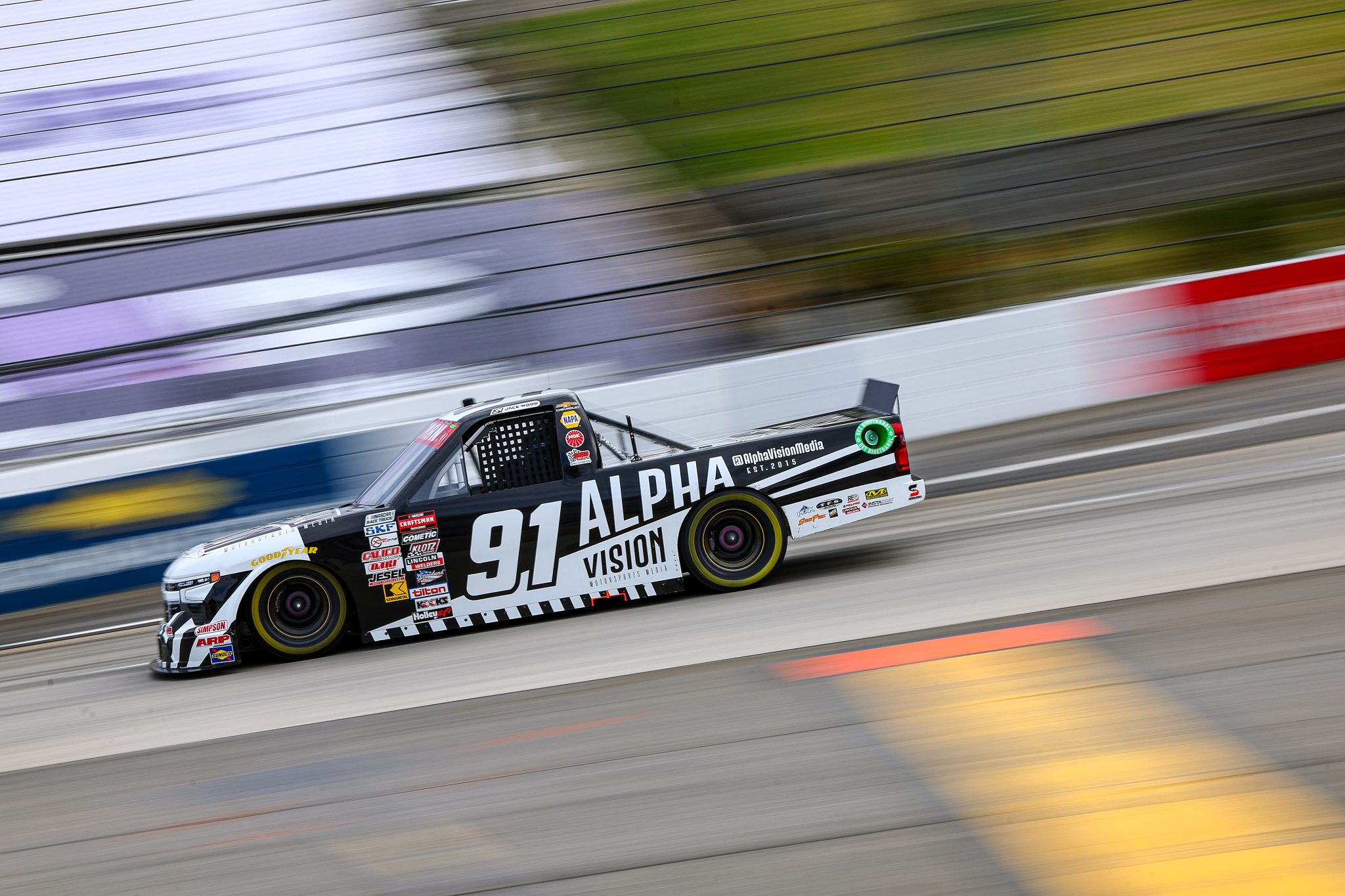 MARTINSVILLE, VIRGINIA - NOVEMBER 01: Jack Wood, driver of the #91 Alpha Vision Chevrolet, drives during practice for the NASCAR Craftsman Truck Series Zip Buy Now, Pay Later 200 at Martinsville Speedway on November 01, 2024 in Martinsville, Virginia. (Photo by David Jensen/Getty Images) | Getty Images