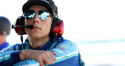 LAS VEGAS, NEVADA - OCTOBER 19: Carson Hocevar, driver of the #77 Delaware Life Chevrolet, looks on during practice for the NASCAR Cup Series South Point 400 at Las Vegas Motor Speedway on October 19, 2024 in Las Vegas, Nevada. (Photo by Meg Oliphant/Getty Images) | Getty Images