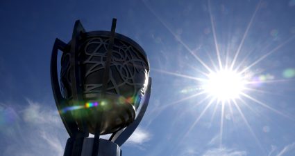 AVONDALE, ARIZONA - NOVEMBER 10: A detail view of the Bill France NASCAR Cup Series Championship trophy onstage during pre-race ceremonies prior to the NASCAR Cup Series Championship Race at Phoenix Raceway on November 10, 2024 in Avondale, Arizona. (Photo by James Gilbert/Getty Images) | Getty Images