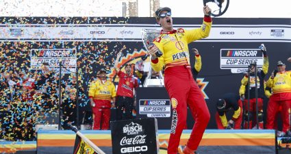 AVONDALE, ARIZONA - NOVEMBER 10: Joey Logano, driver of the #22 Shell Pennzoil Ford, celebrates in victory lane after winning the NASCAR Cup Series Championship Race at Phoenix Raceway on November 10, 2024 in Avondale, Arizona. (Photo by Chris Graythen/Getty Images) | Getty Images