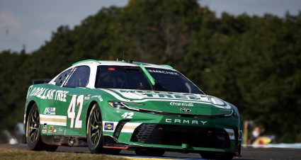 WATKINS GLEN, NEW YORK - SEPTEMBER 15: John H. Nemechek, driver of the #42 Dollar Tree Toyota, drives during the NASCAR Cup Series Go Bowling at The Glen at Watkins Glen International on September 15, 2024 in Watkins Glen, New York. (Photo by Chris Graythen/Getty Images) | Getty Images