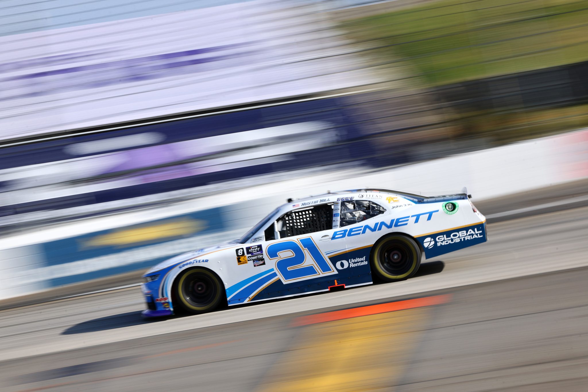 MARTINSVILLE, VIRGINIA - NOVEMBER 01: Austin Hill, driver of the #21 Bennett Transportation Chevrolet, drives during practice for the NASCAR Xfinity Series National Debt Relief 250 at Martinsville Speedway on November 01, 2024 in Martinsville, Virginia. (Photo by David Jensen/Getty Images) | Getty Images
