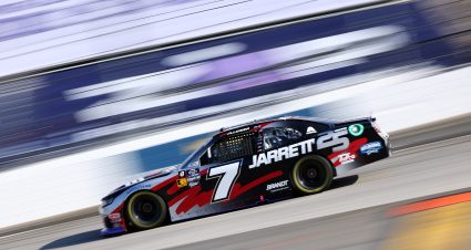 MARTINSVILLE, VIRGINIA - NOVEMBER 01: Justin Allgaier, driver of the #7 Jarrett 25 Years Chevrolet, drives during practice for the NASCAR Xfinity Series National Debt Relief 250 at Martinsville Speedway on November 01, 2024 in Martinsville, Virginia. (Photo by David Jensen/Getty Images) | Getty Images
