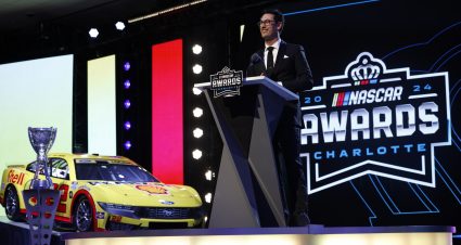 CHARLOTTE, NORTH CAROLINA - NOVEMBER 22: 2024 NASCAR Cup Series Champion, Joey Logano speaks during the NASCAR Awards and Champion Celebration at the Charlotte Convention Center on November 22, 2024 in Charlotte, North Carolina. (Photo by Sean Gardner/Getty Images) | Getty Images