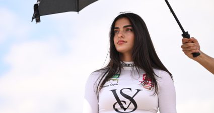 LEBANON, TENNESSEE - JUNE 23: Toni Breidinger, driver of the #1 Victoria's Secret Toyota, waits on the grid during qualifying for the NASCAR Craftsman Truck Series Rackley Roofing 200 at Nashville Superspeedway on June 23, 2023 in Lebanon, Tennessee. (Photo by Logan Riely/Getty Images) | Getty Images