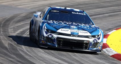 Daniel Suárez’s 2024 #99 Jockey Outdoors by Luke Bryan Chevrolet paint scheme.